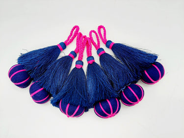 Navy Blue and Fuchsia Pink Pumpkin Tassels, Latkan, Indian Tassels